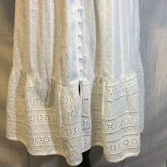 Anthropologie Ebba Midi White Eyelet Dress Size 8 Petite - Picture 5 of 16